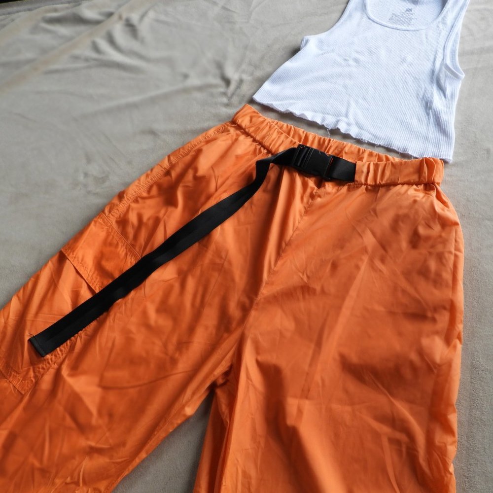 Shein Orange Cargo Pants with Push Buckle